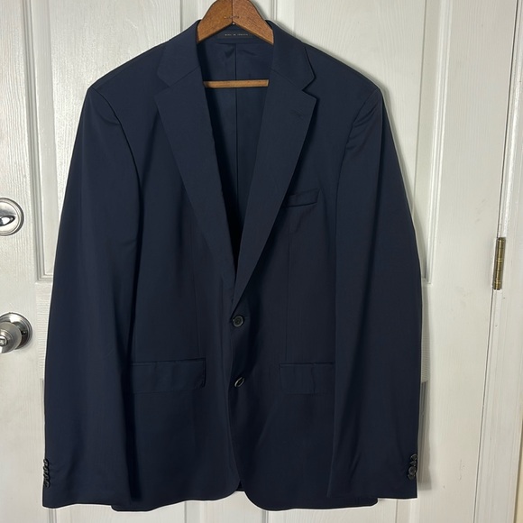 BOSS HUGO BOSS Navy blue wool blazer 42L Marzotto woven in Italy Stretch Tailor